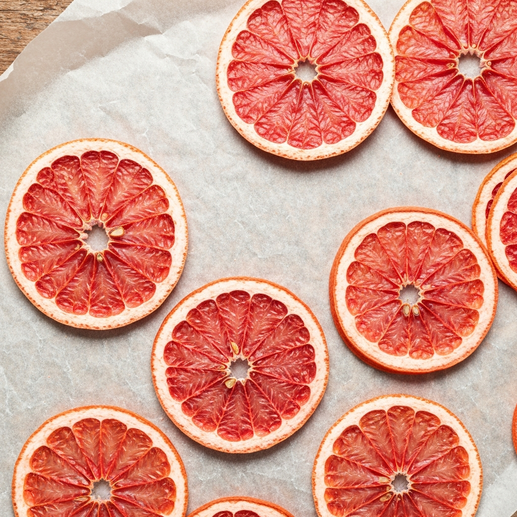 Freeze-dried pink grapefruit slices
