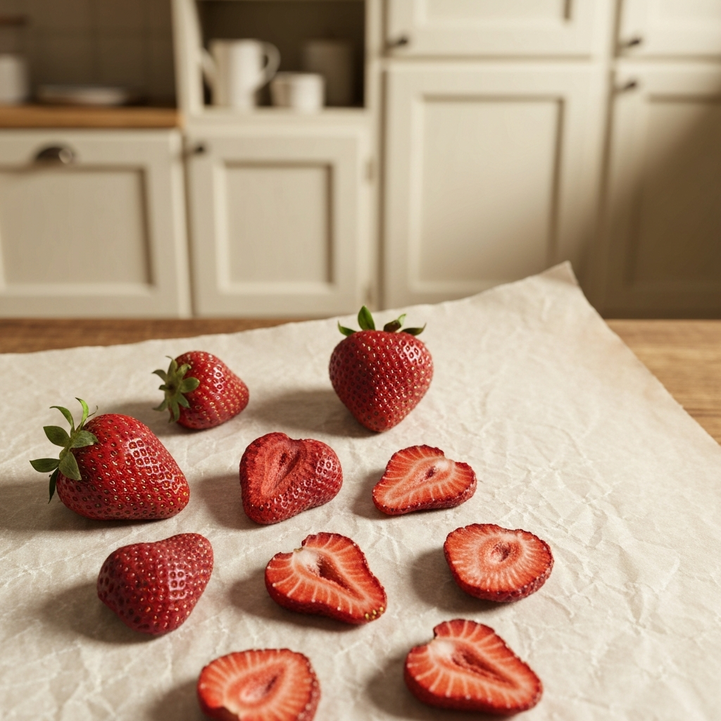 Freeze-dried garden strawberry slices
