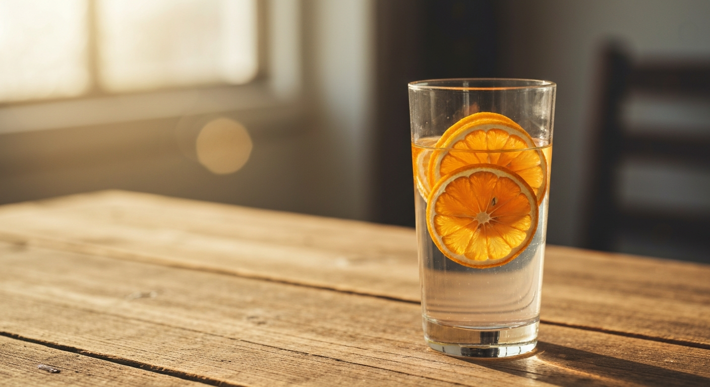 Sunrise lemon water with freeze-dried lemon slices